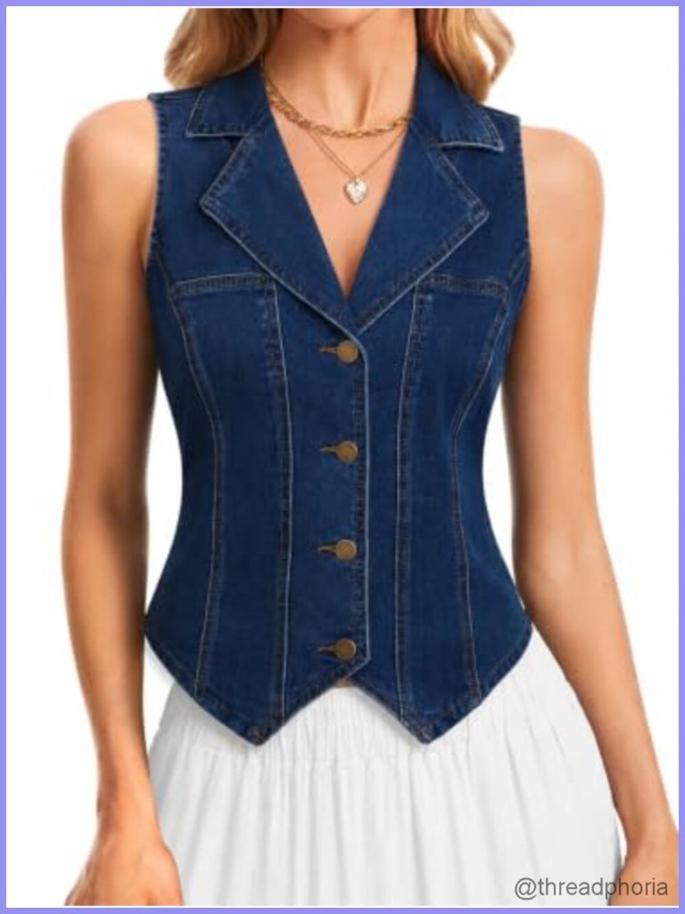 Kedera Women's Denim Vest Button Down Sleeveless Jean Waistcoat Casual Slim Fit